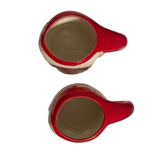 Vintage Handmade Ceramic Santa Head Figural Christmas Cocoa Coffee Mugs Set of 2 - Picture 5 of 8
